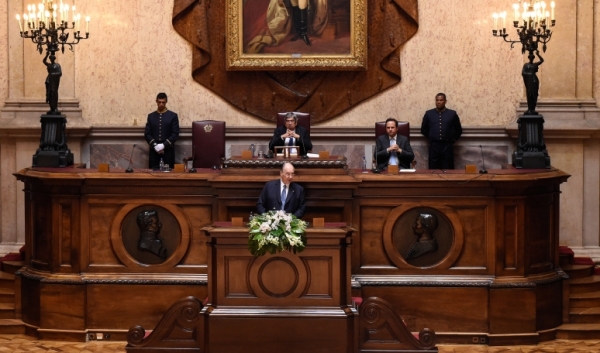 His Highness the Aga Khan addresses Portugal's Members of Parliament in the Senate Chamber of the Portuguese Parliament Building